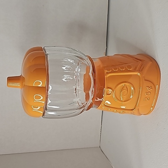 Candy Dish Orange & Clear Halloween Pumpkin Faux Gumball Machine Removable Top - Picture 1 of 10